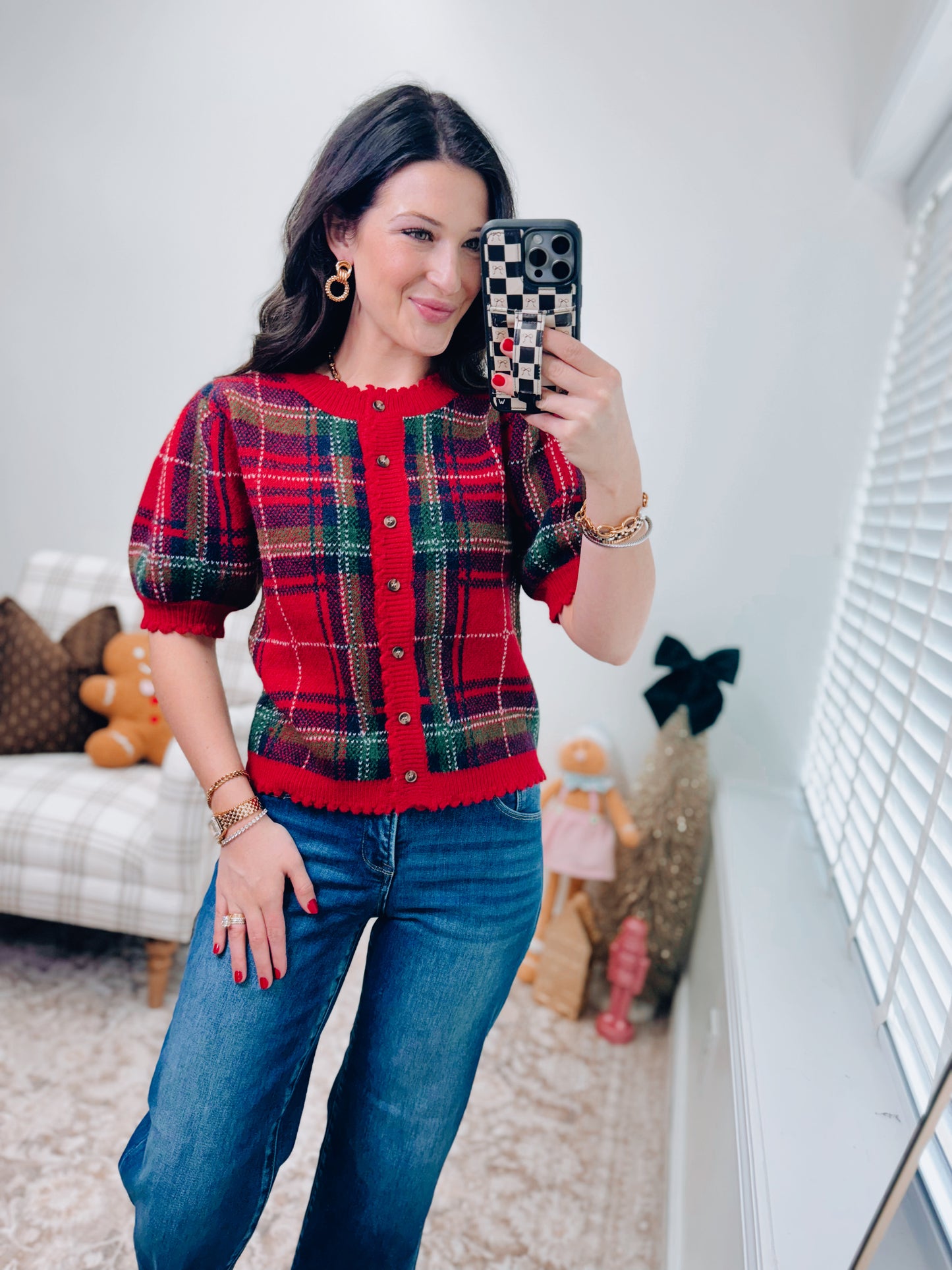 Christmas Plaid Sweater Top
