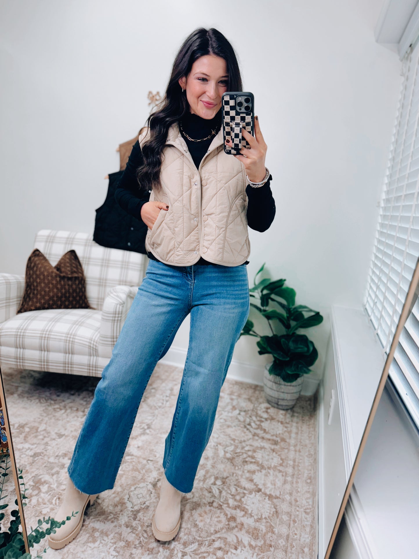 DOORBUSTER Snap Button Puffer Vest - Khaki