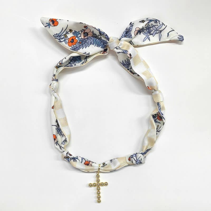 Bezel Cross Scarf Necklace