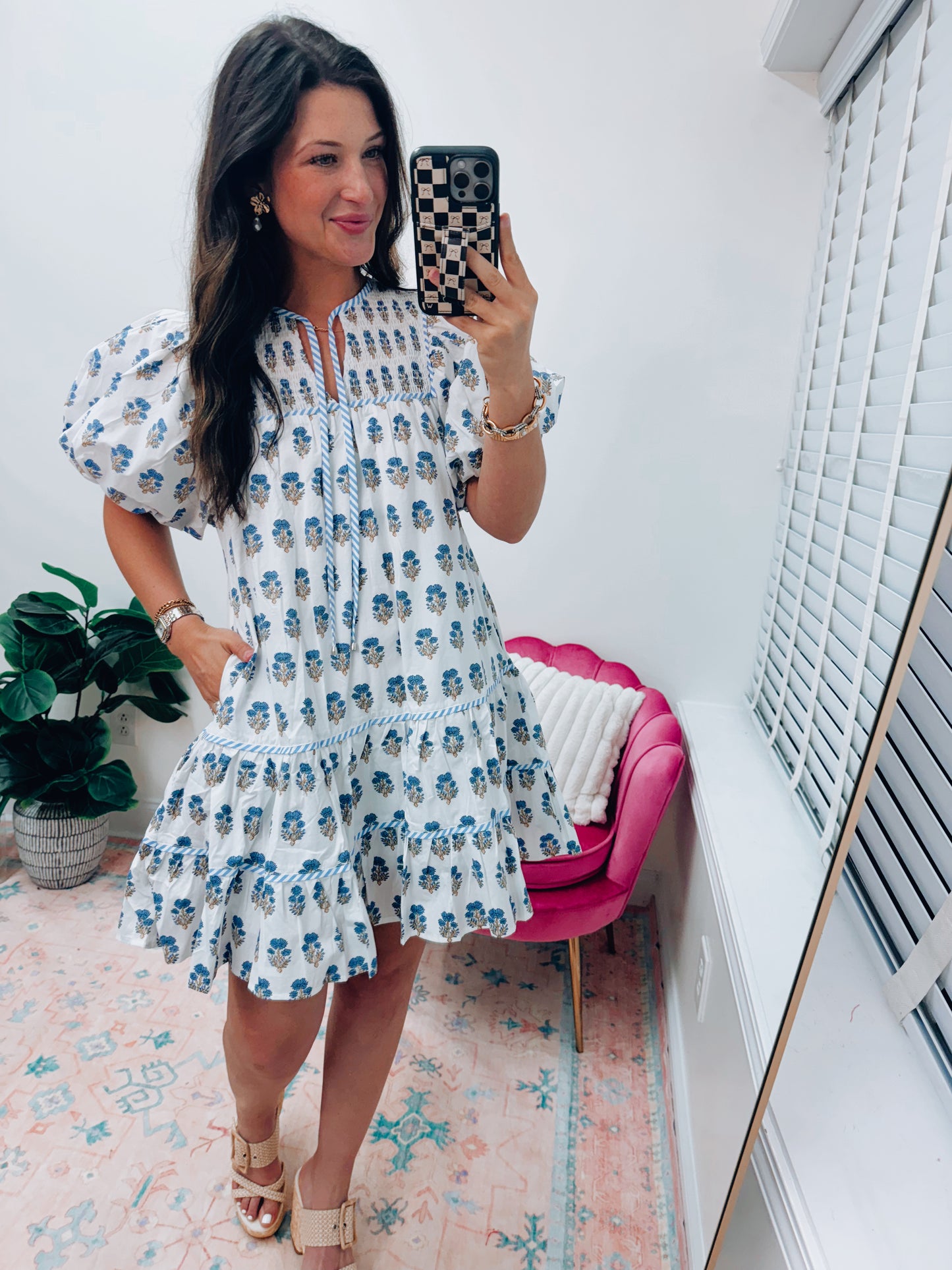 Smocked Coastal Bloom Mini Dress