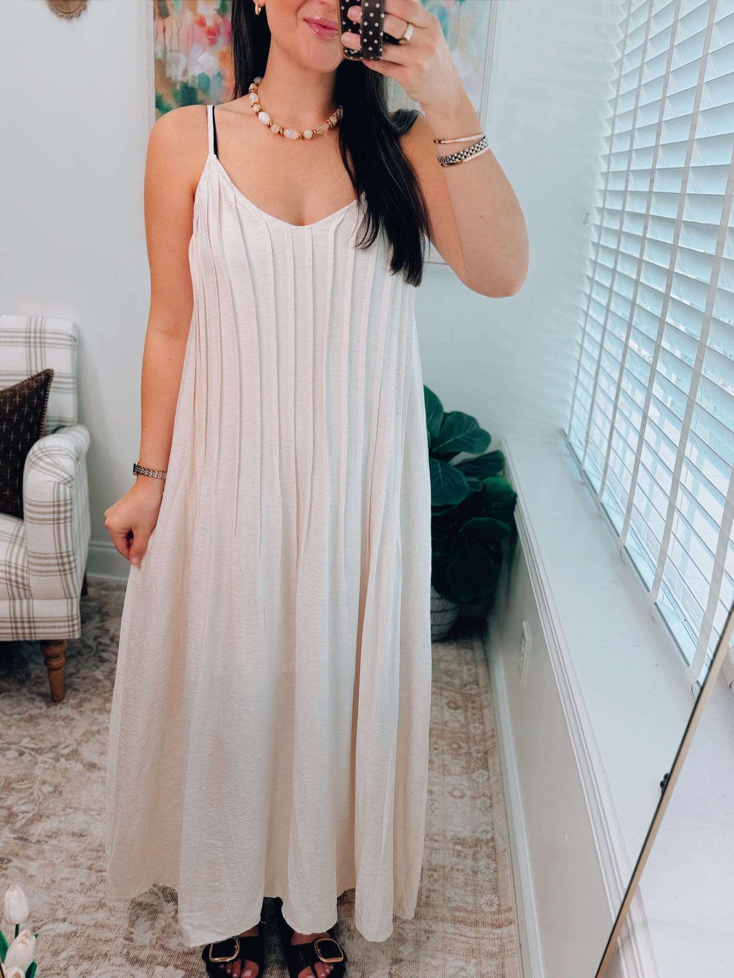 Ember Pleated Maxi Dress - Oatmeal