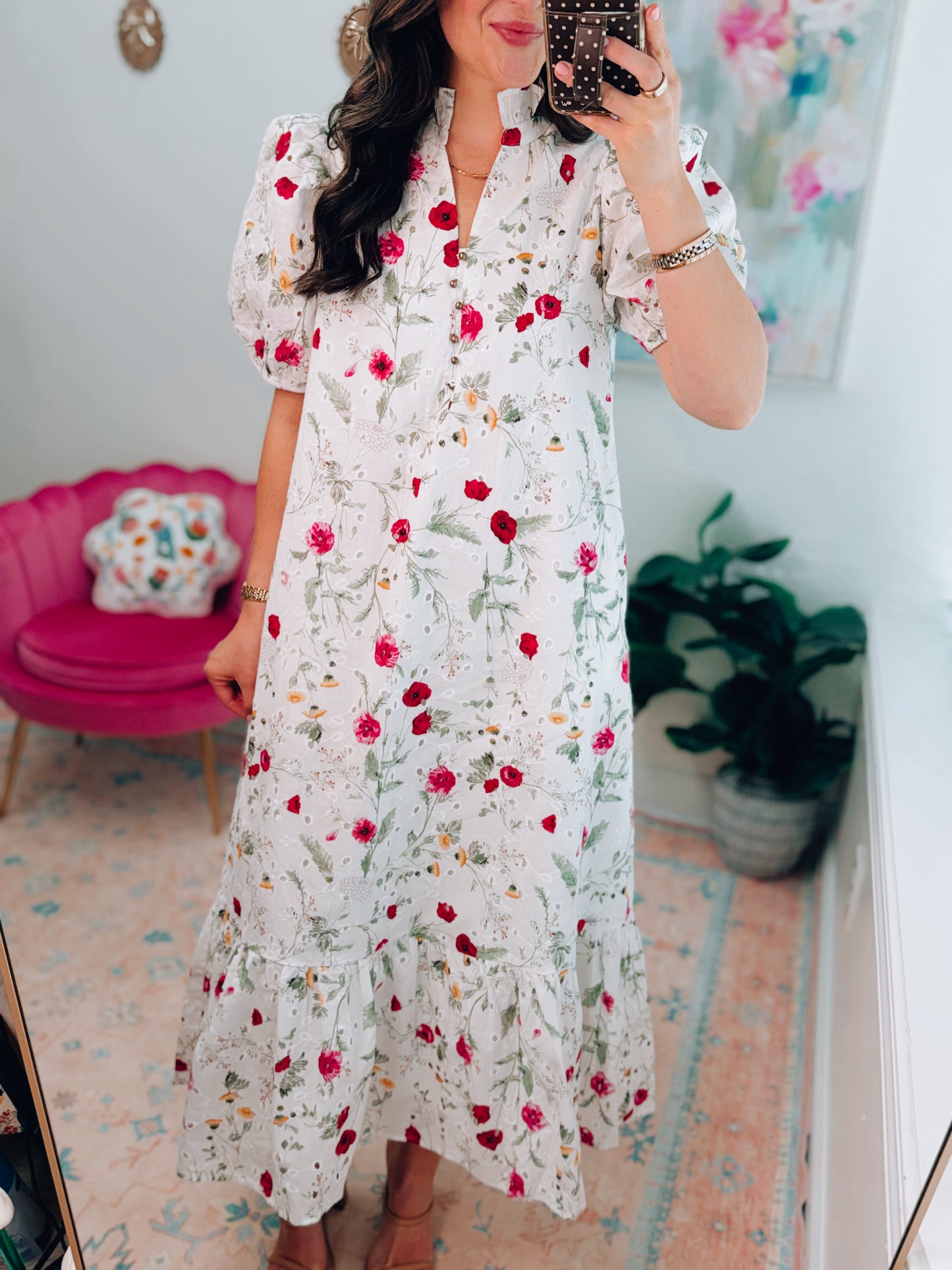 Sawyer Floral Eyelet Midi Dress