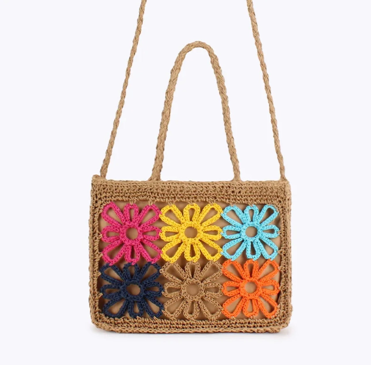 Palm Coast Tropical Raffia Bag