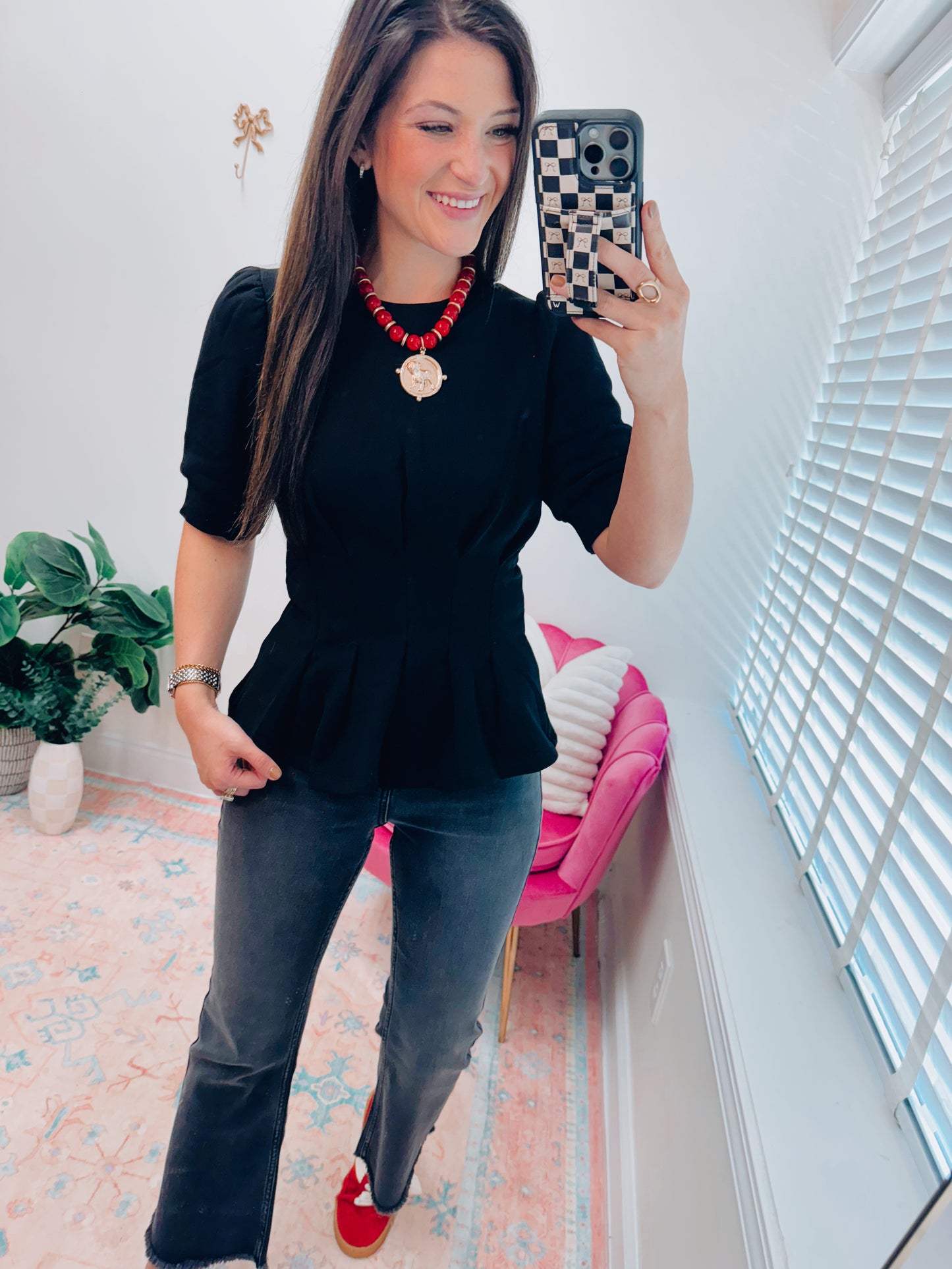 Sideline Chic Pleated Top - Black
