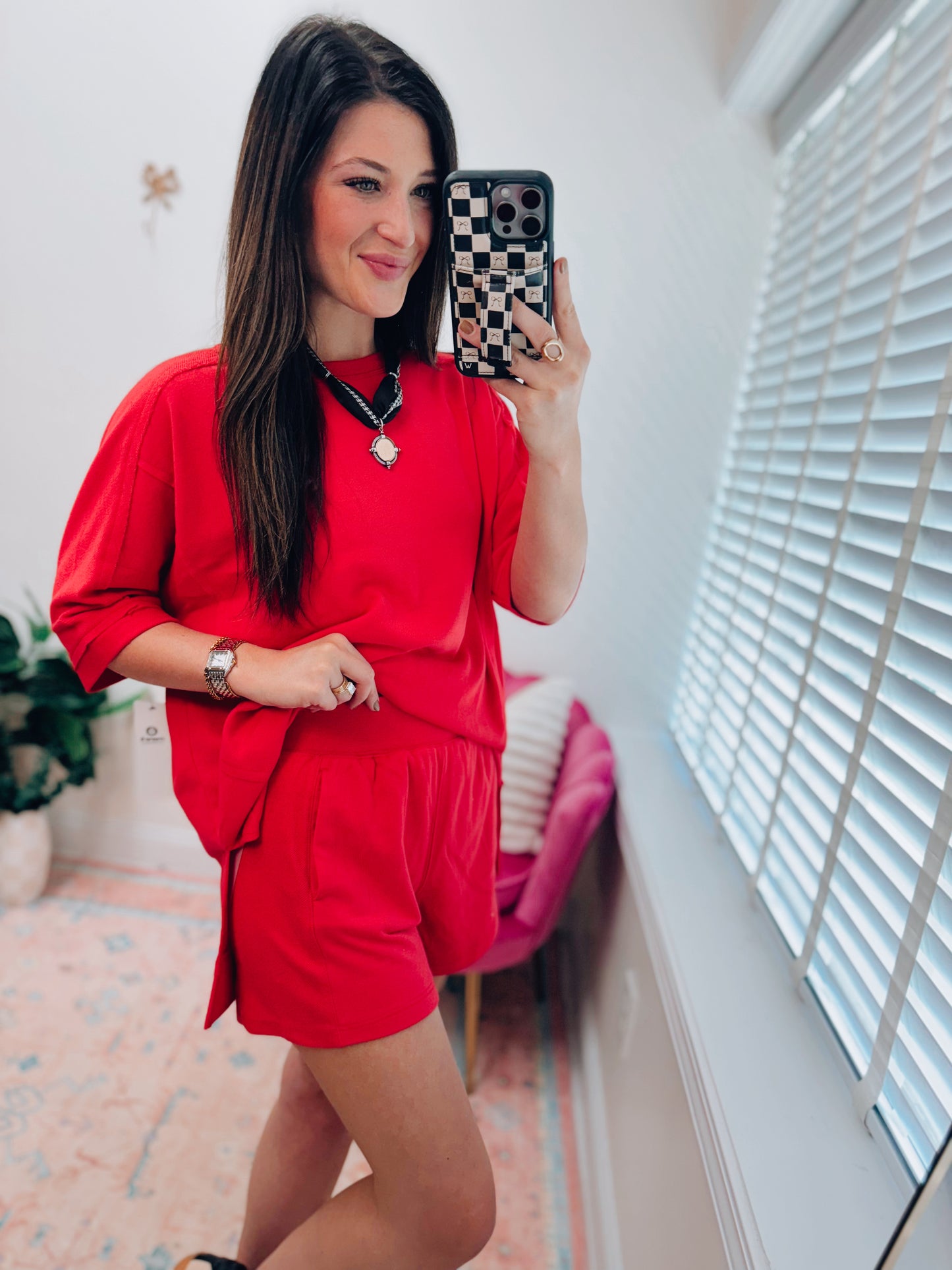 Victory Terry Knit Shorts Set - Red