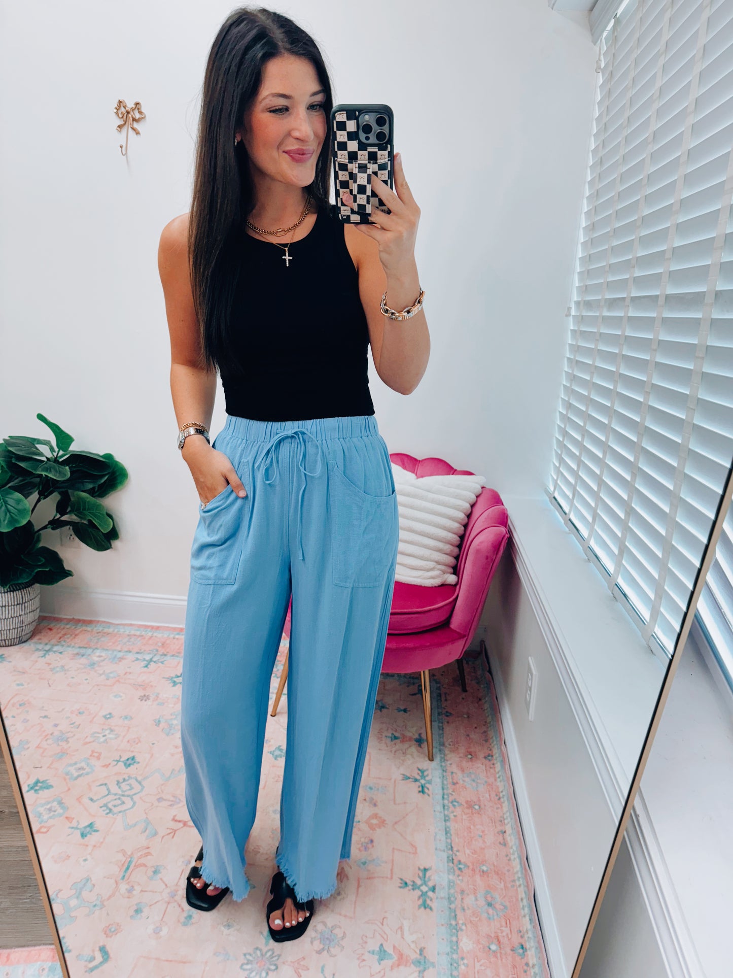 Coastal Blue Linen Pants