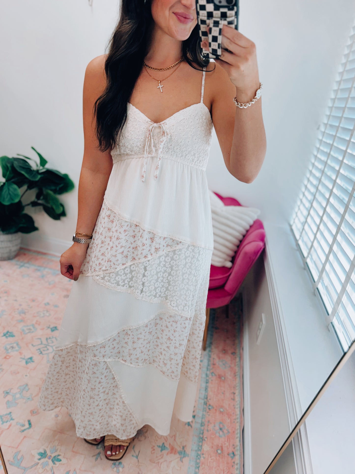 Multi Stich Patch Maxi Dress