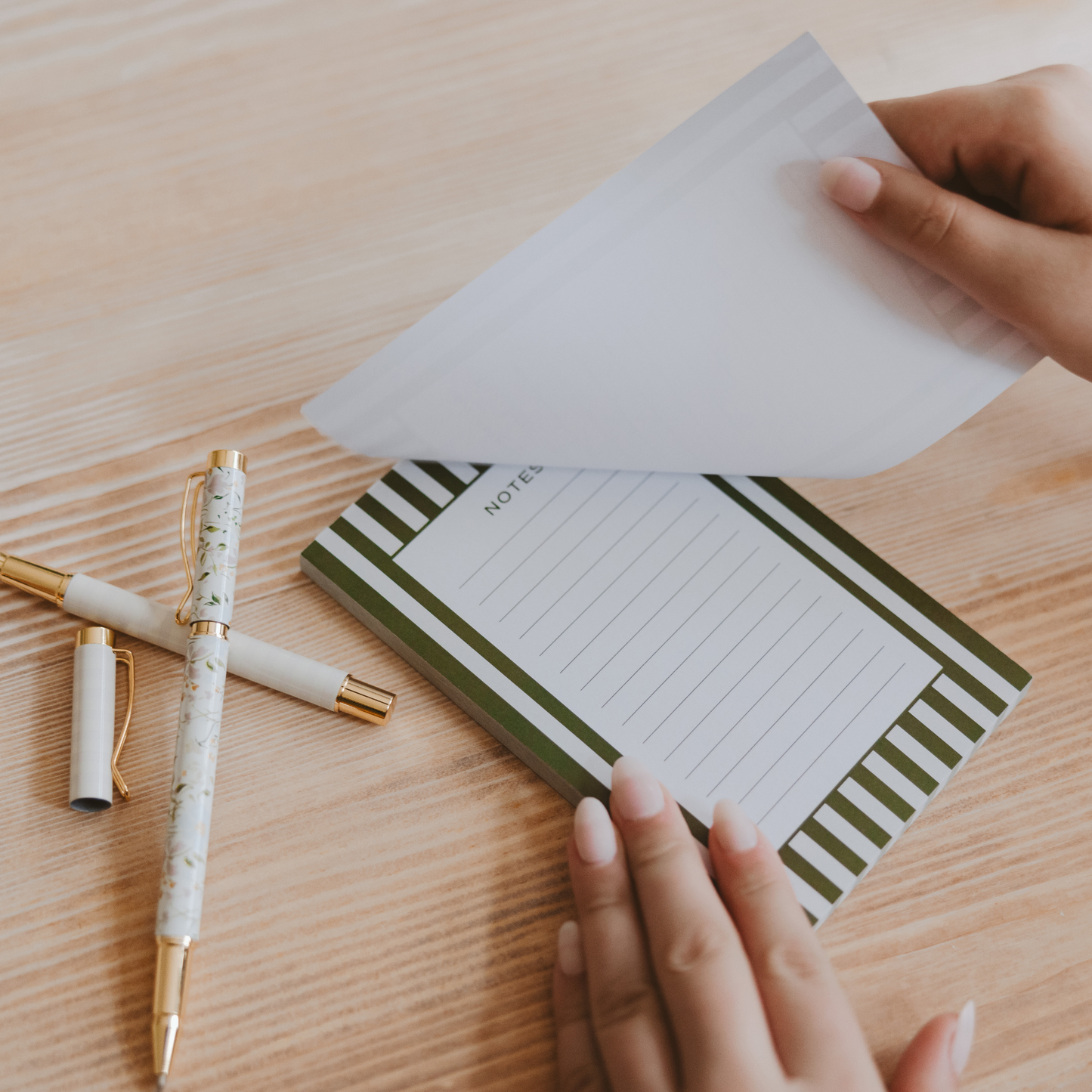 Olive Striped Notepad