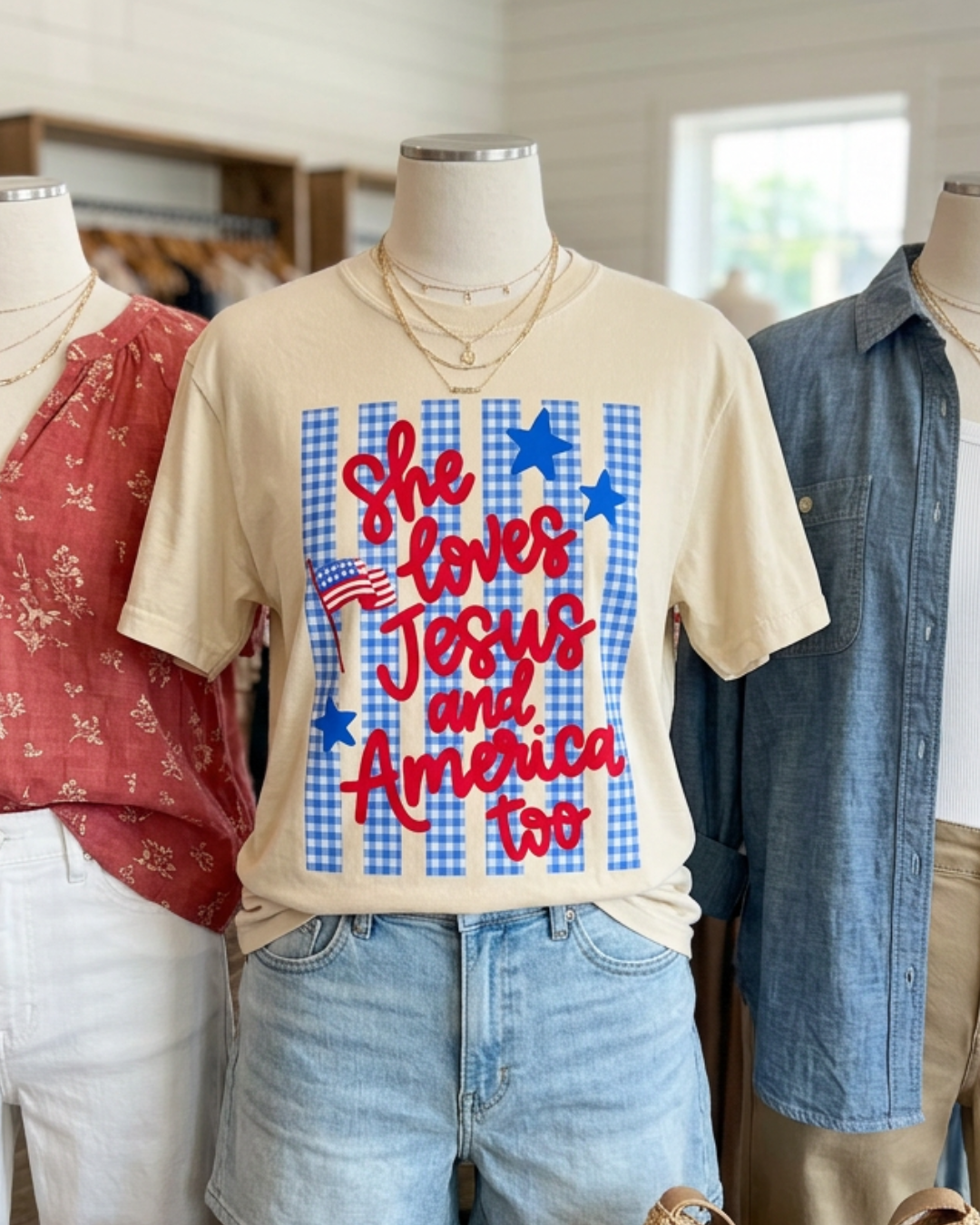 She Love Jesus and America Too Graphic Tee