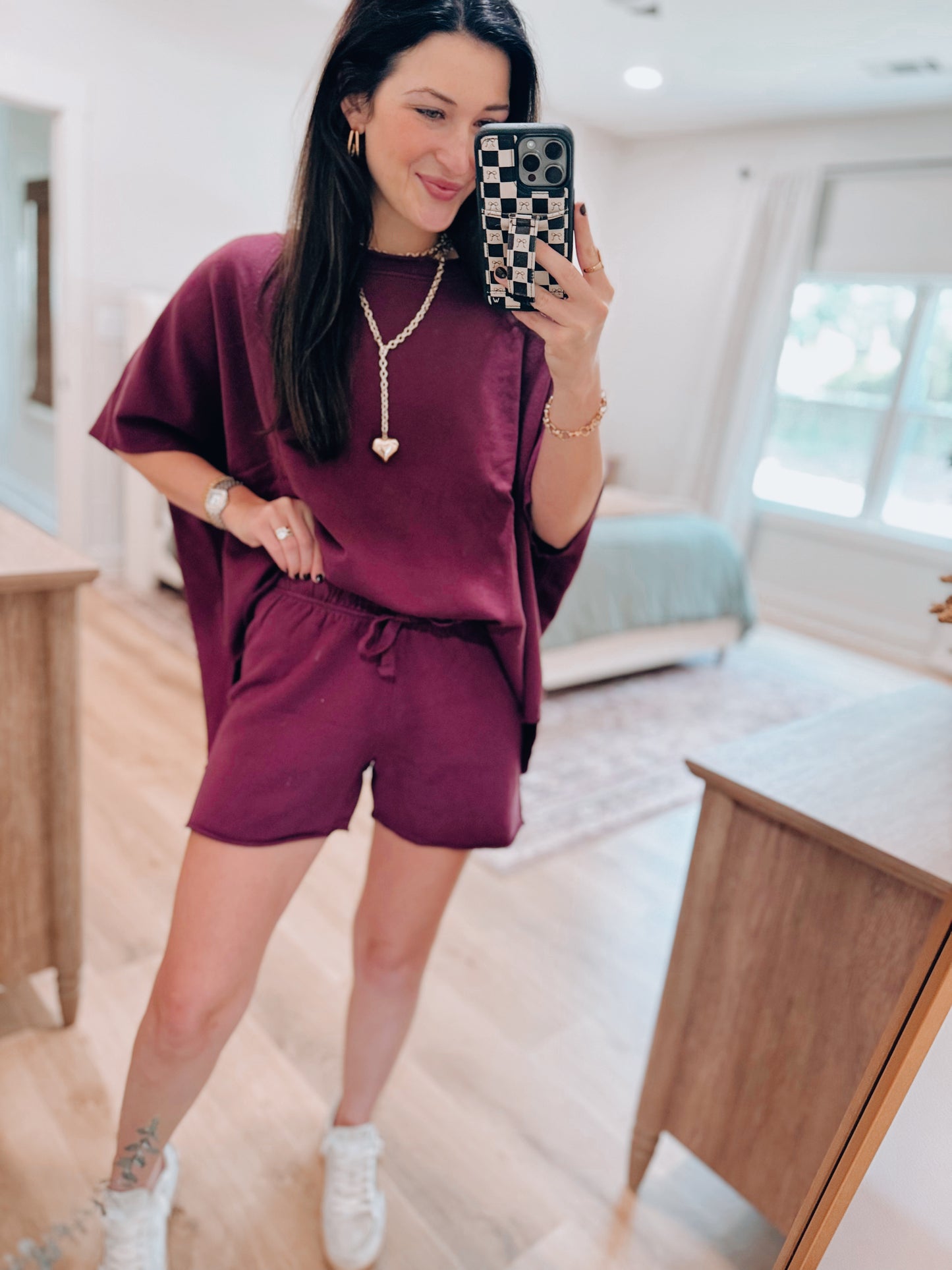 Malibu Fall Vintage Edge Shorts Set - Plum