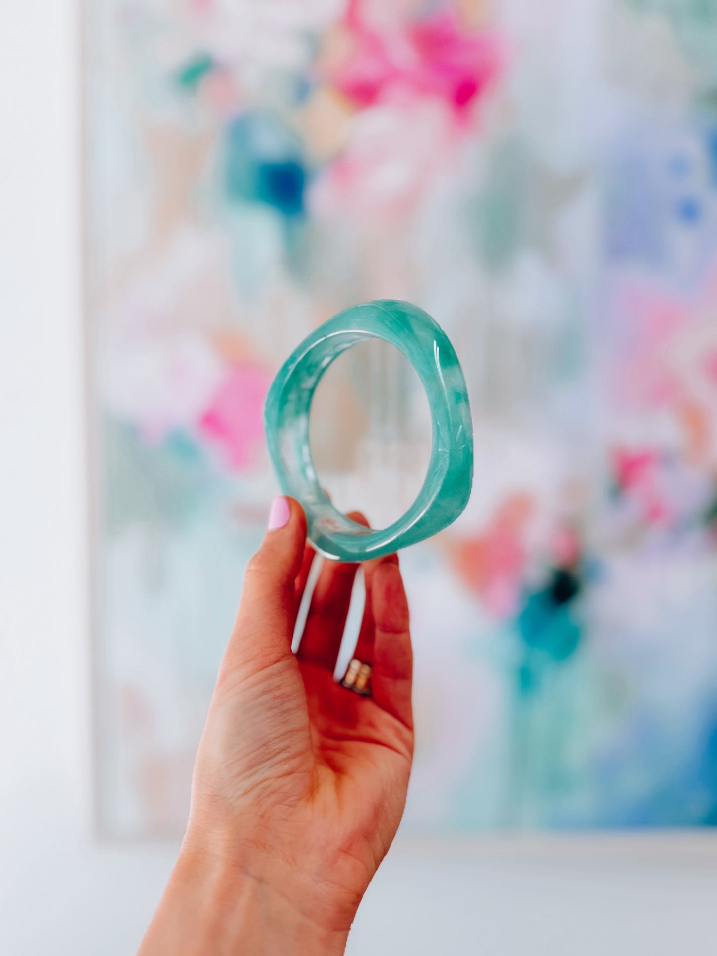 Rue Chunky Acrylic Bangle - Teal