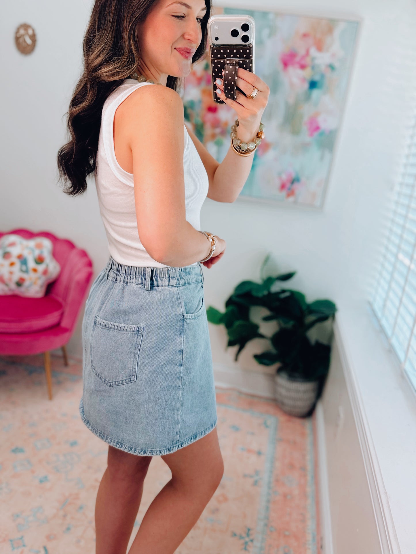 Perrin Stitched Denim Skirt