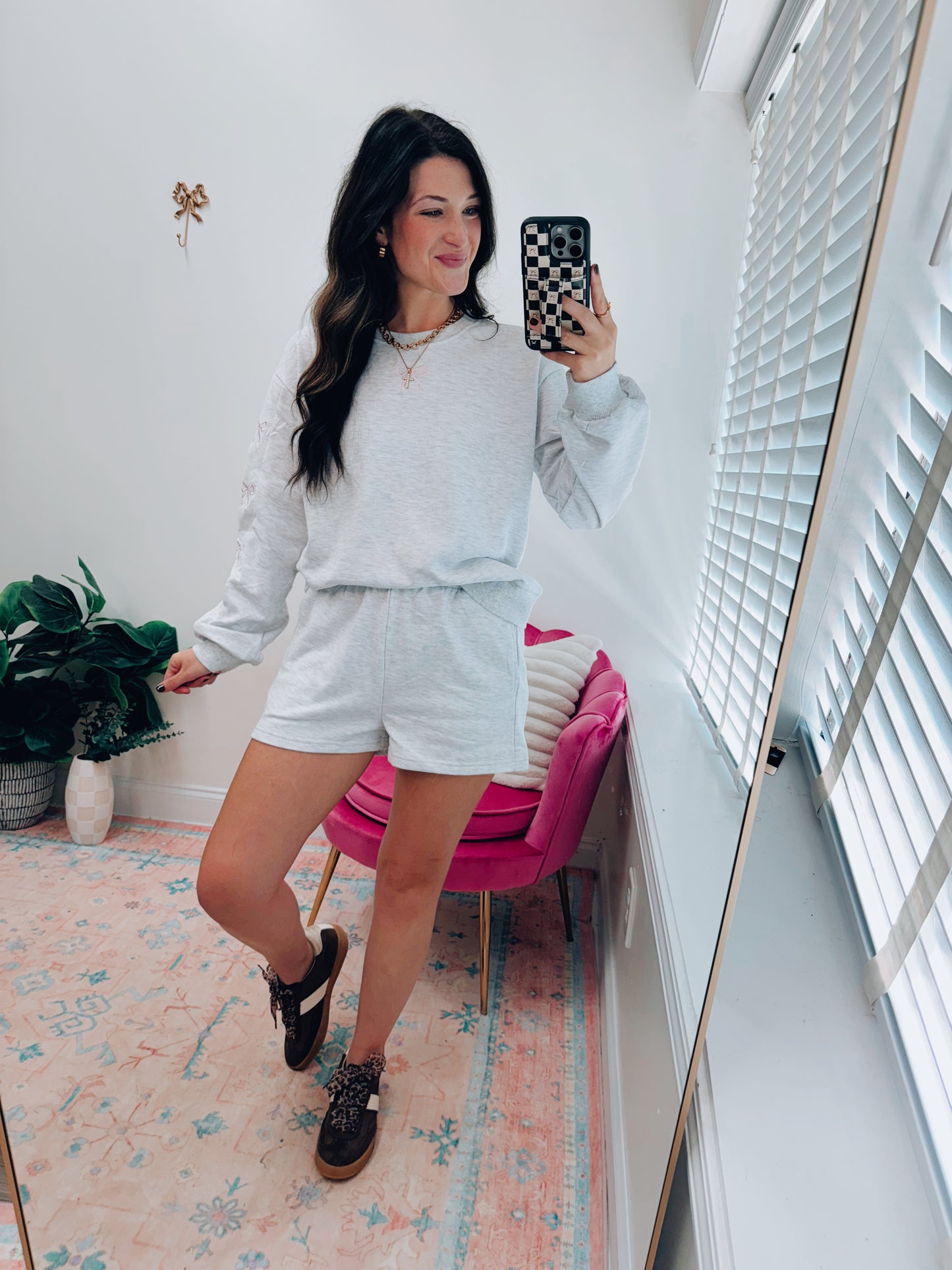 Mia Bow Sweat Shorts Set