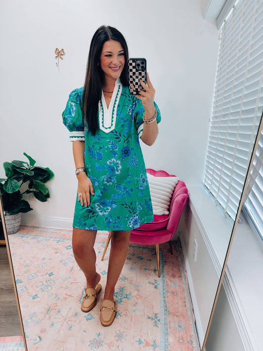 Avianna Green Scallop Mini Dress
