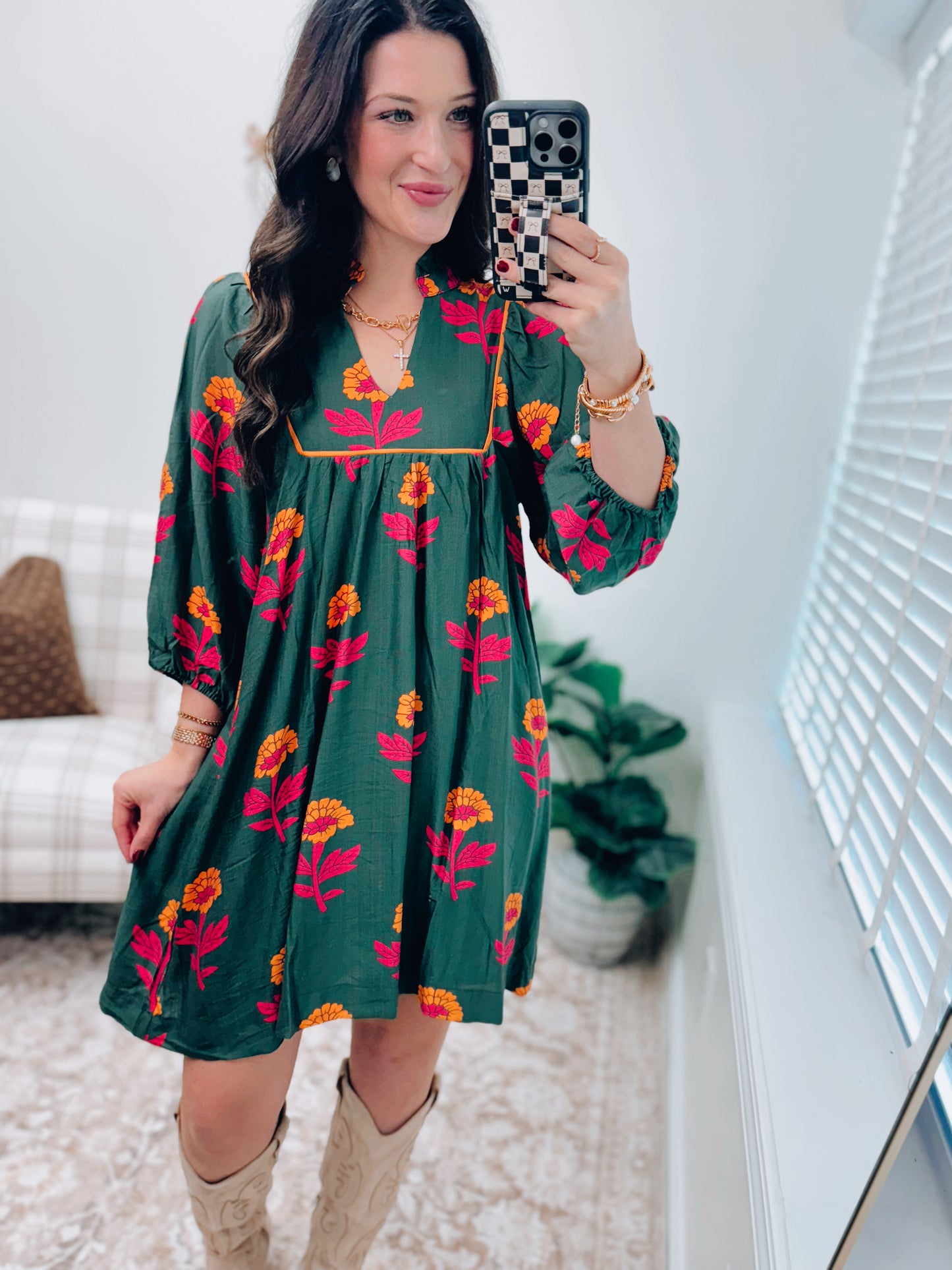 Logan Green Mix Mini Dress