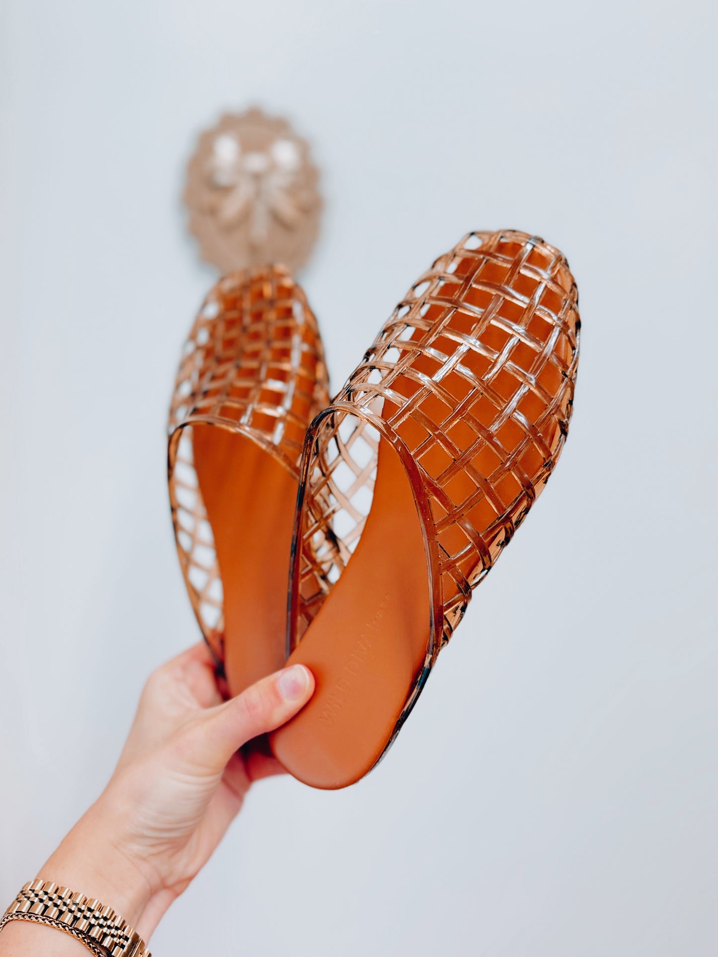Brown Woven Jelly Flats