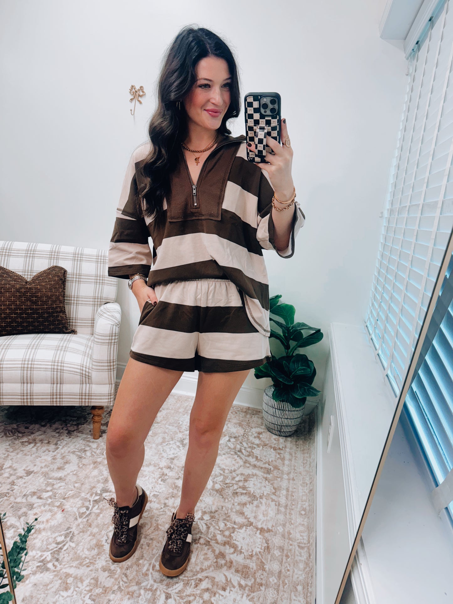 Mila Color Block Zip Short Set