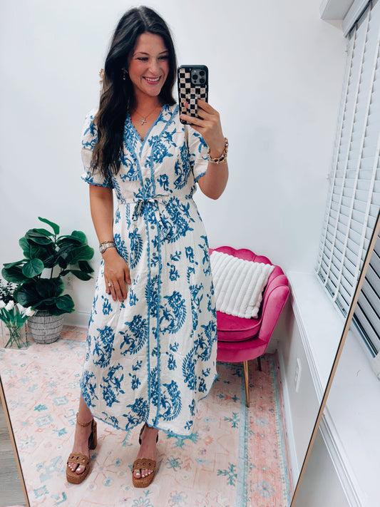 CURVY Sidney Abstract Tie Midi Dress