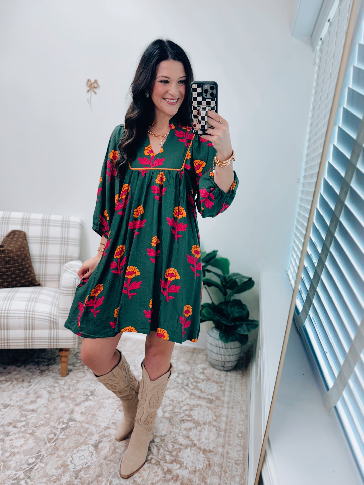 Logan Green Mix Mini Dress