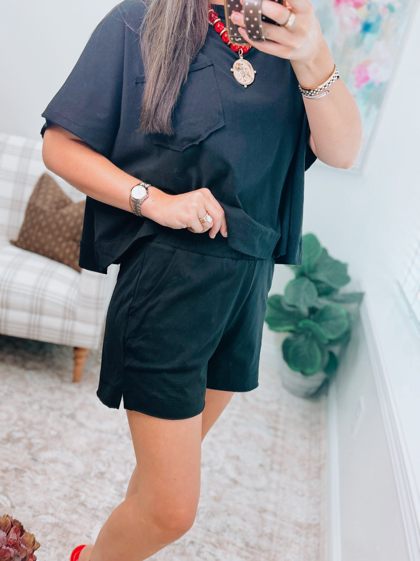 Easy Days Cotton Shorts Set - Black