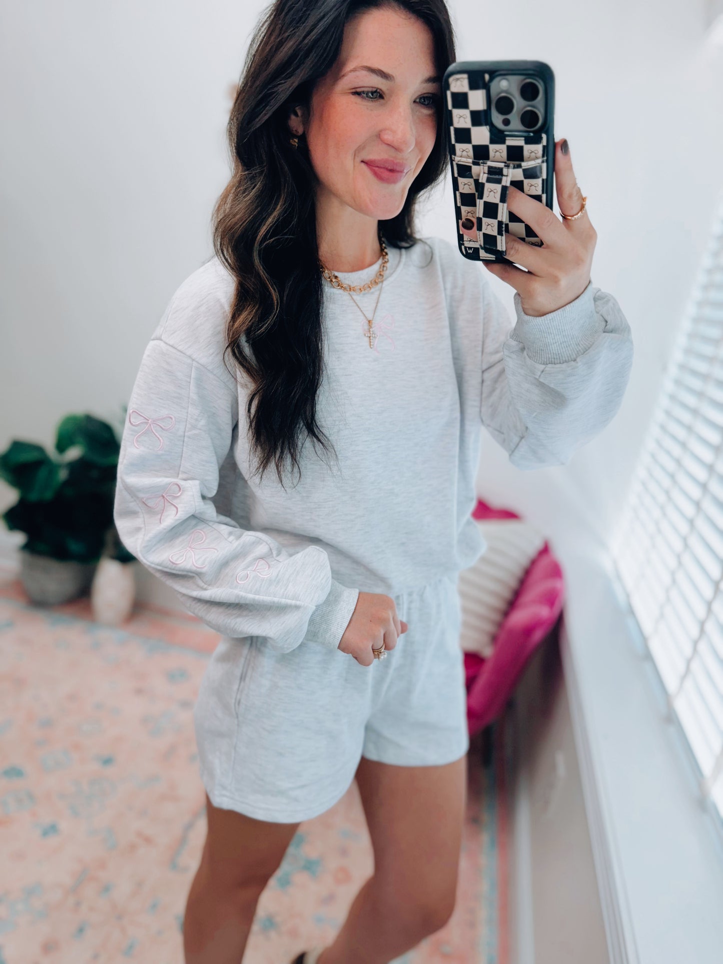 Mia Bow Sweat Shorts Set