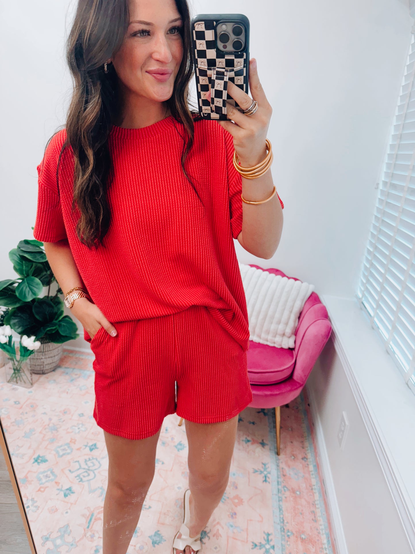 Ruby Red Ribbed Set