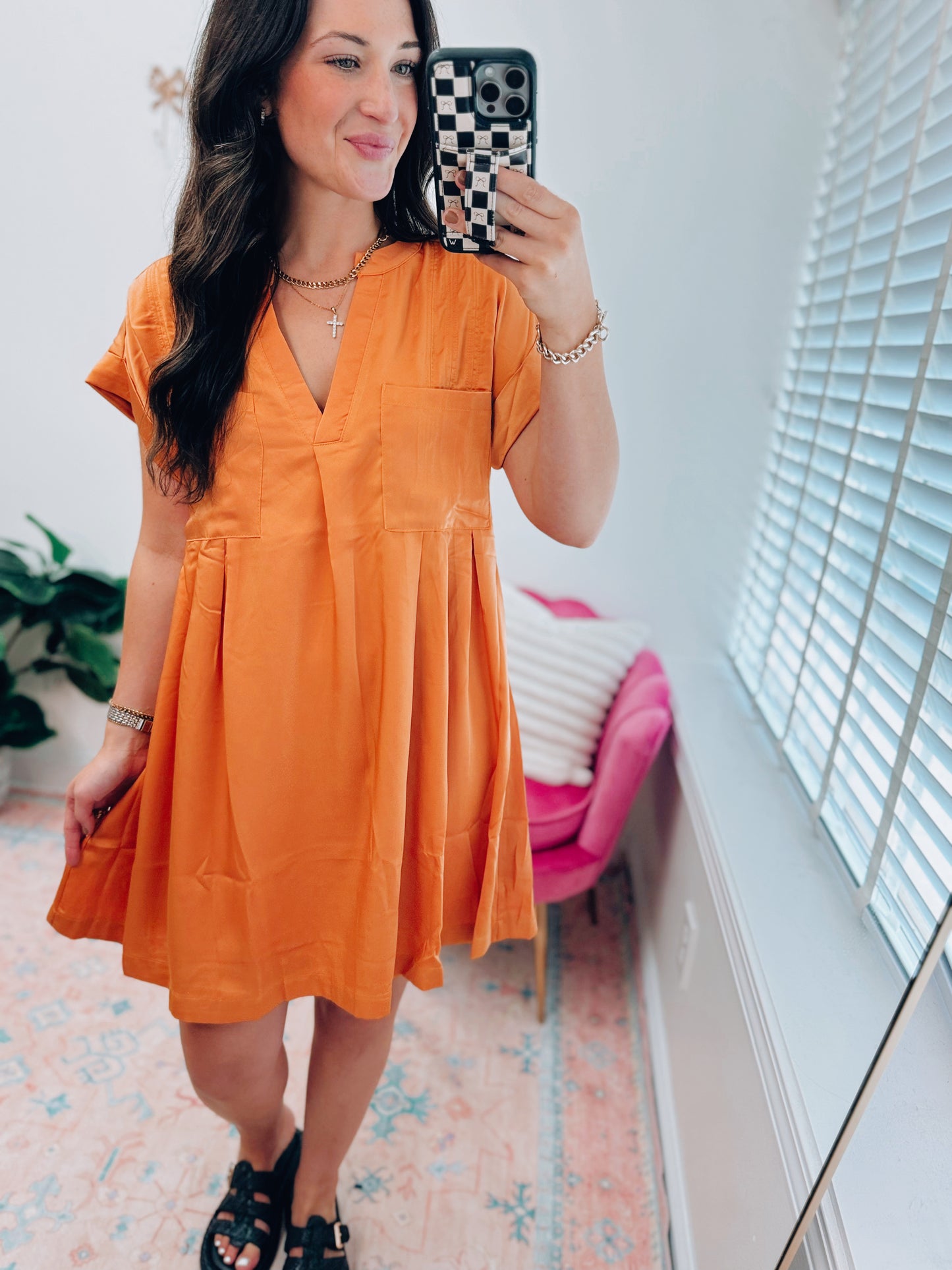 Brooks Satin Pocket Mini Dress