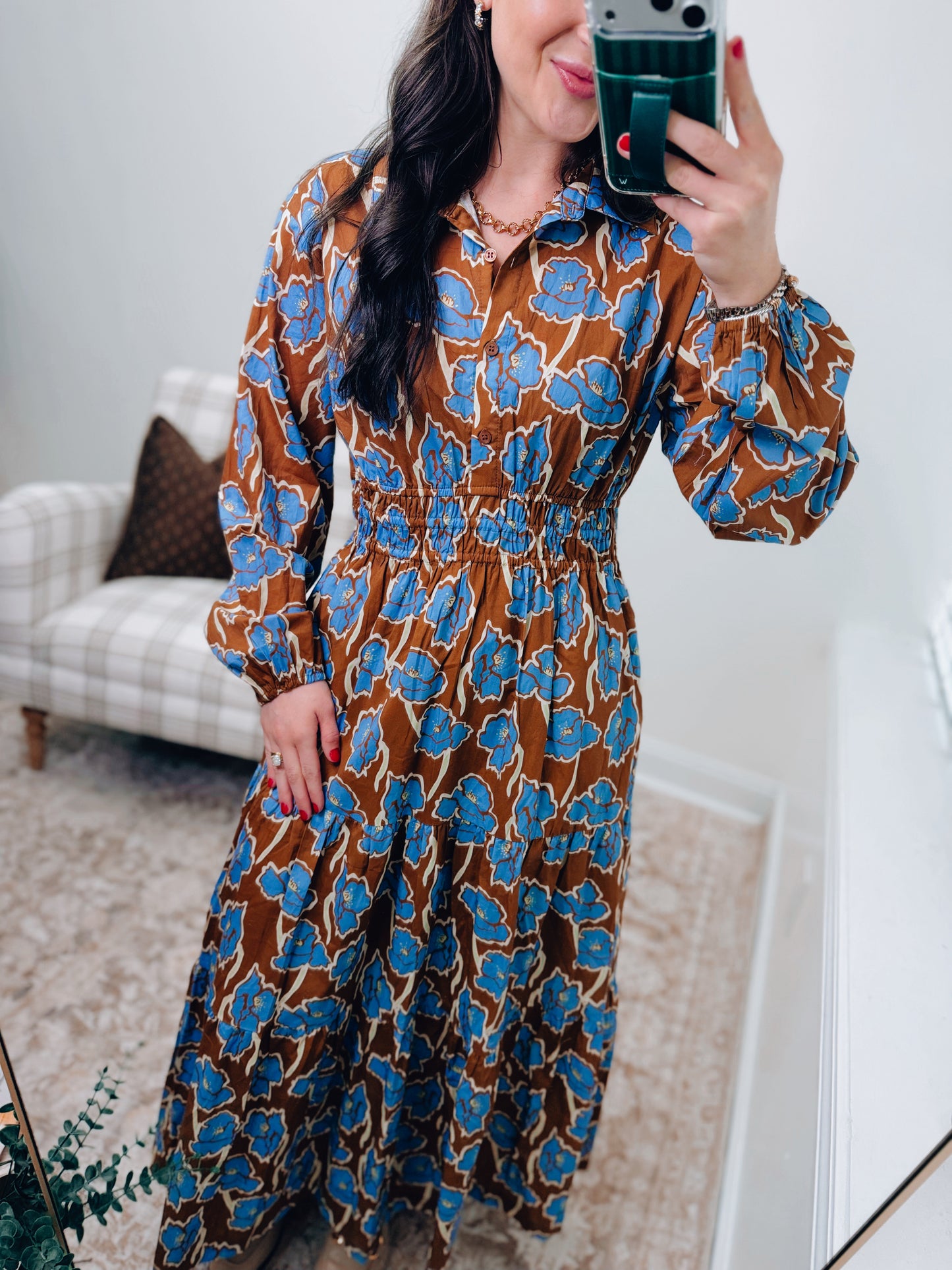 Toffee Floral Combo Maxi Dress