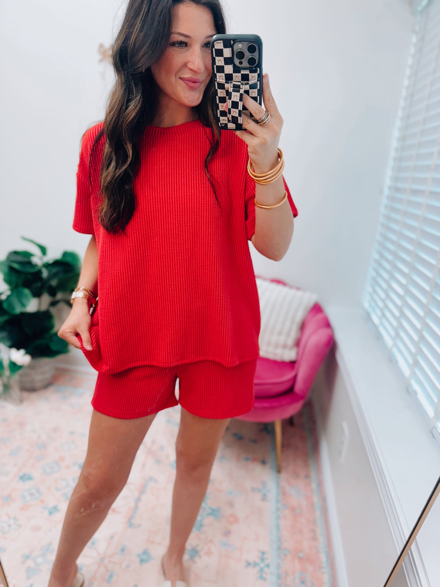 Ruby Red Ribbed Set