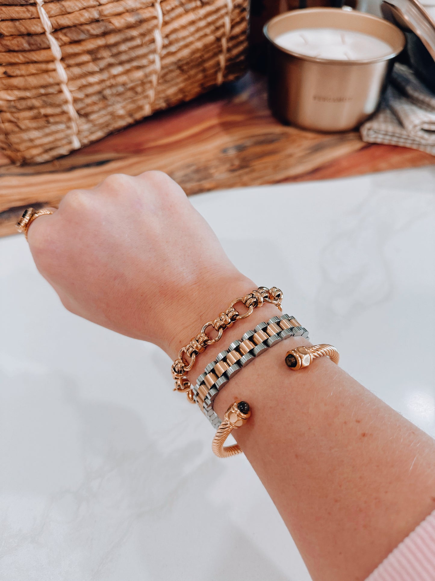 Daisy Watch Link Bracelet - Two Tone