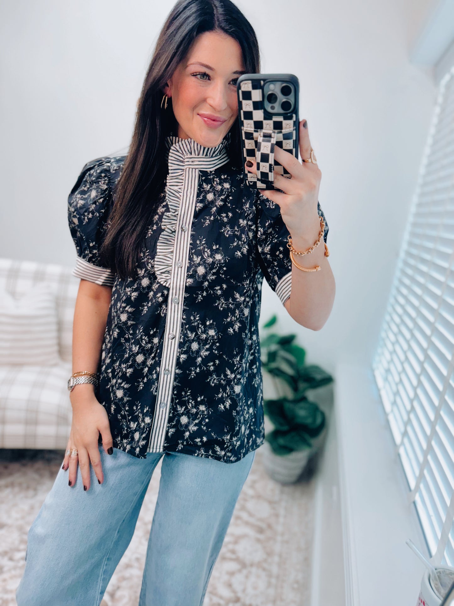 Grace Midnight Floral Striped Top