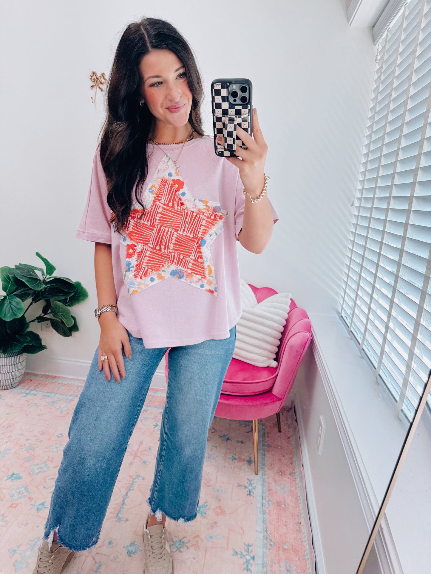 Cotton Pink Star Patch Tee