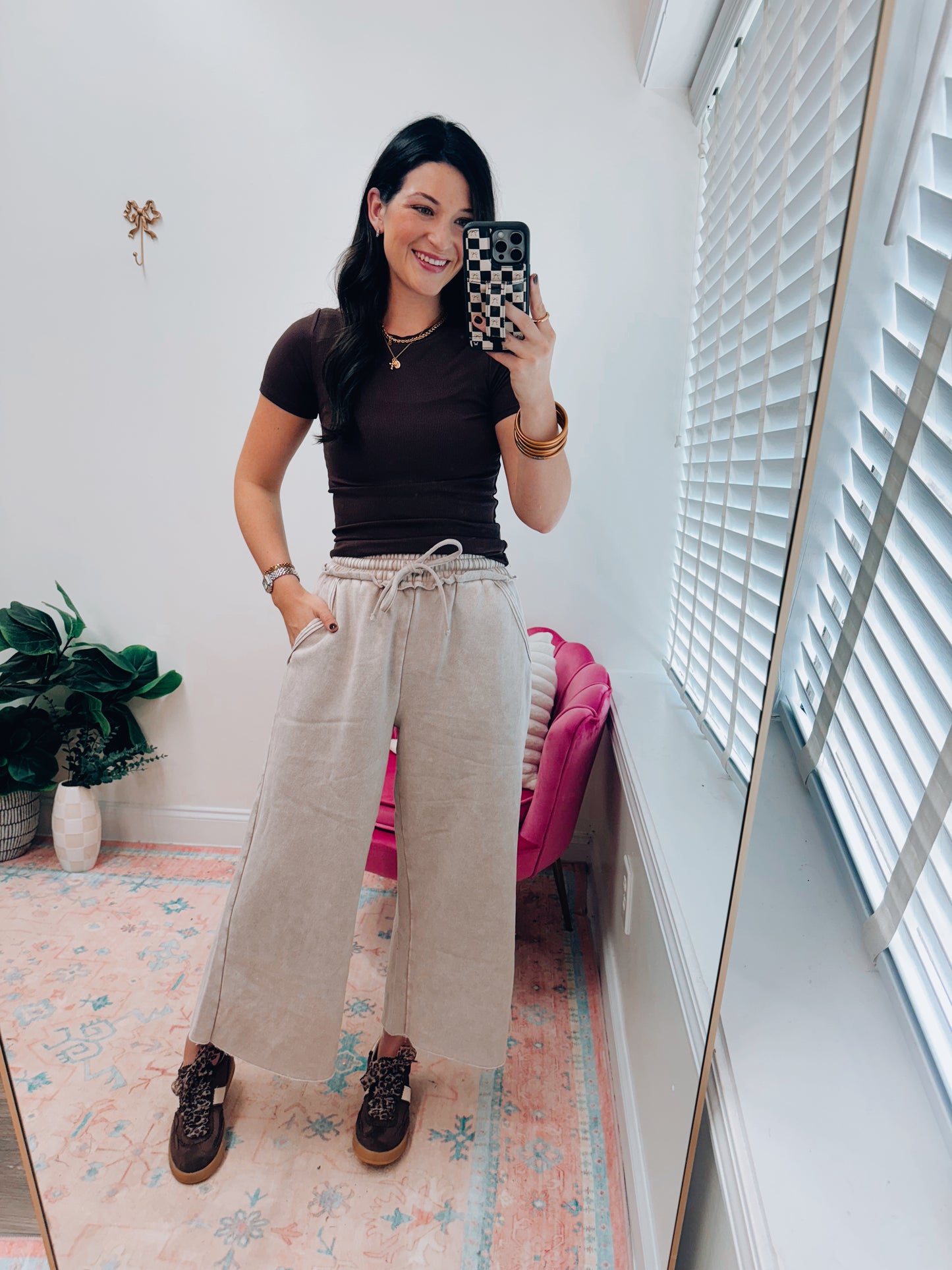 Savannah Mineral Wash Wide-Leg Sweats - Mocha