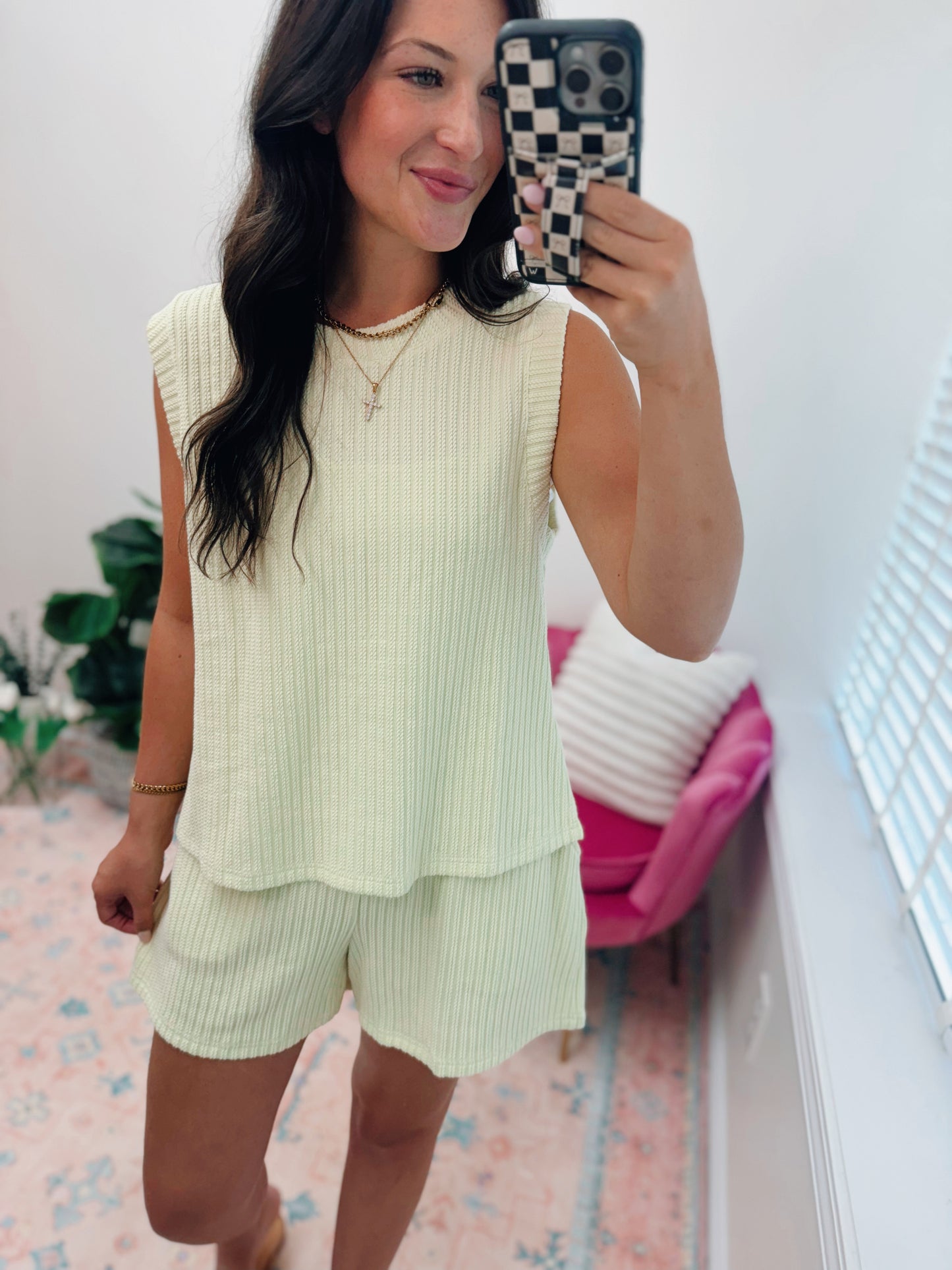 Lemon Ribbed Shorts Set