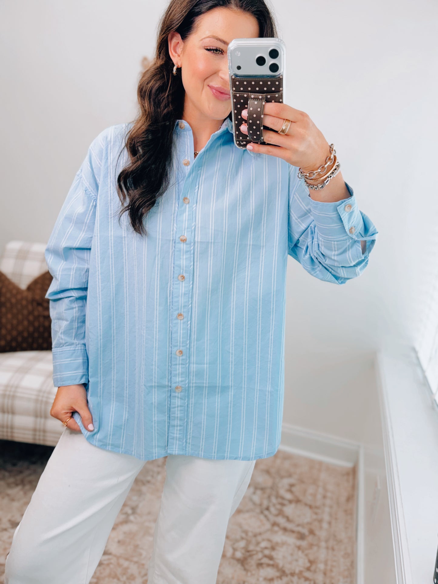 Posie Striped Button Down Top