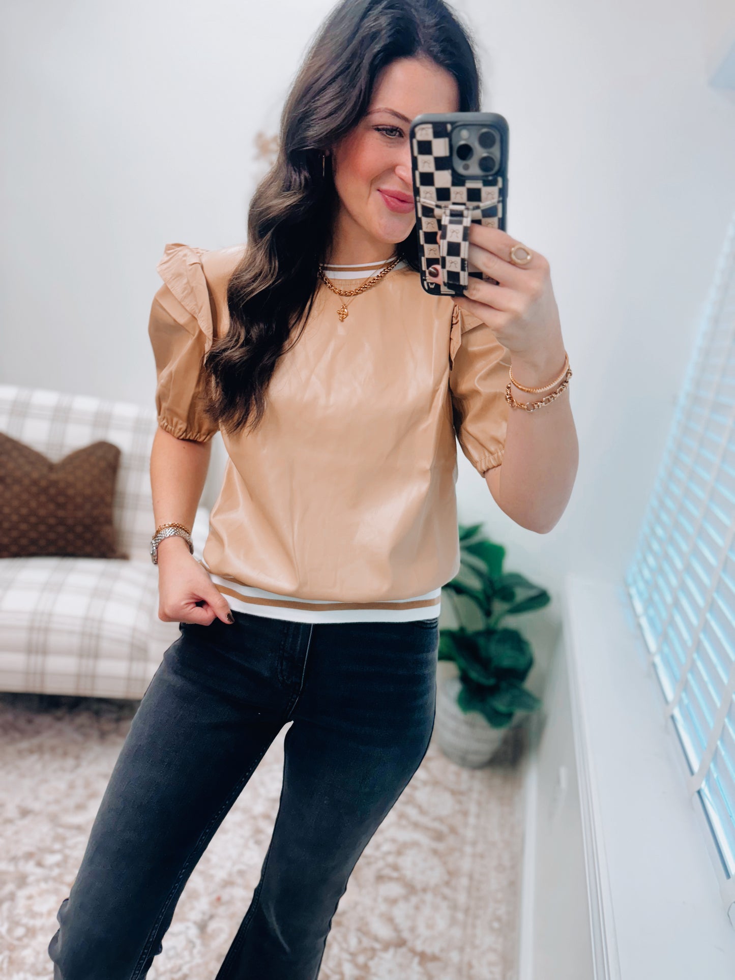 Brielle Faux Leather Top