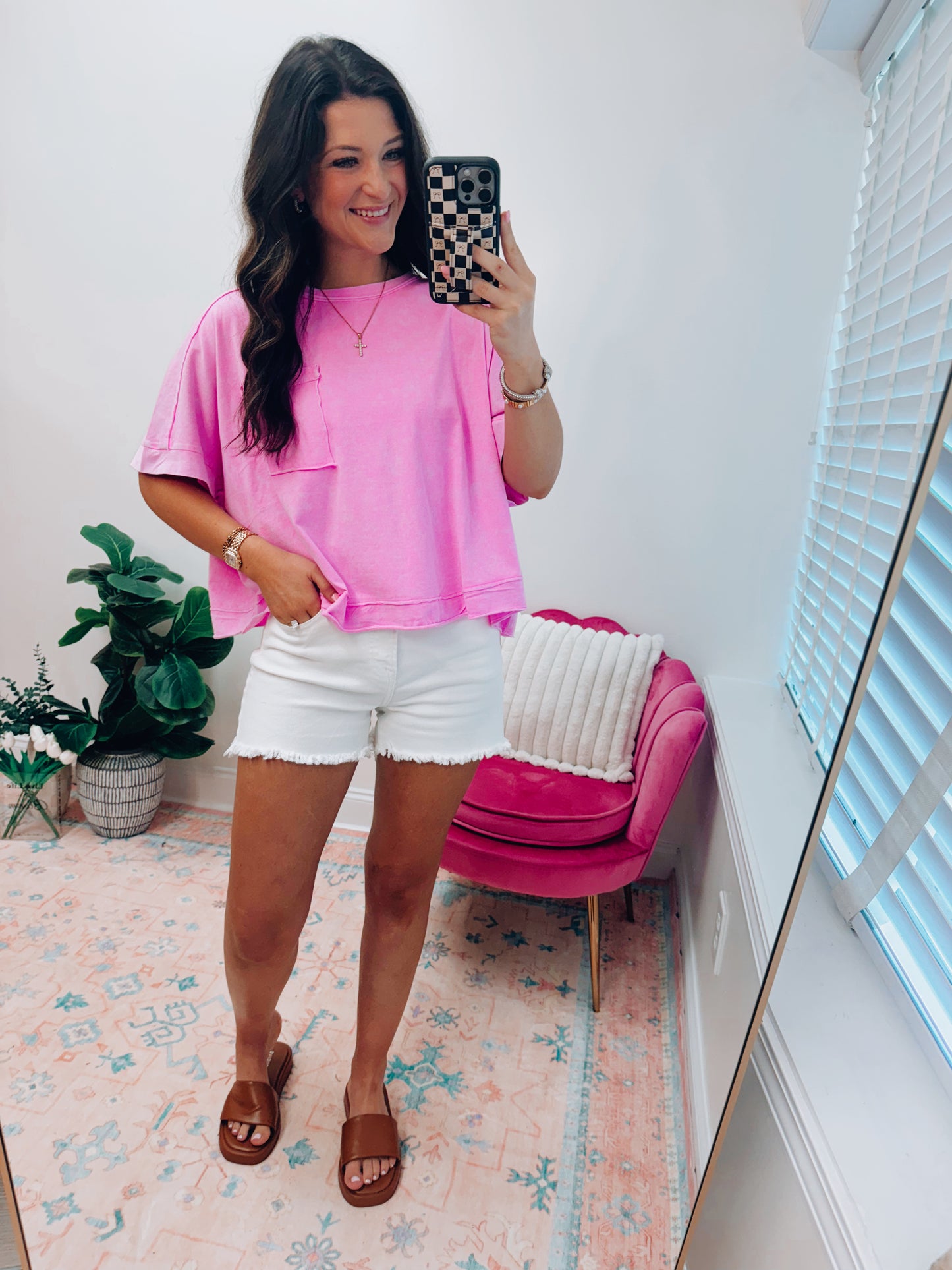 Hank Mineral Wash Boxy Tee - Pink