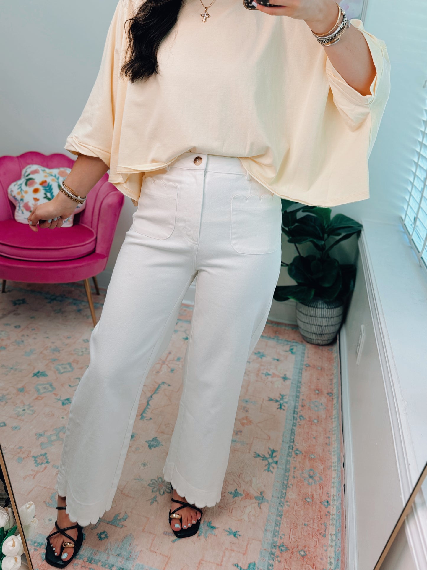 Amelia White Scallop Denim