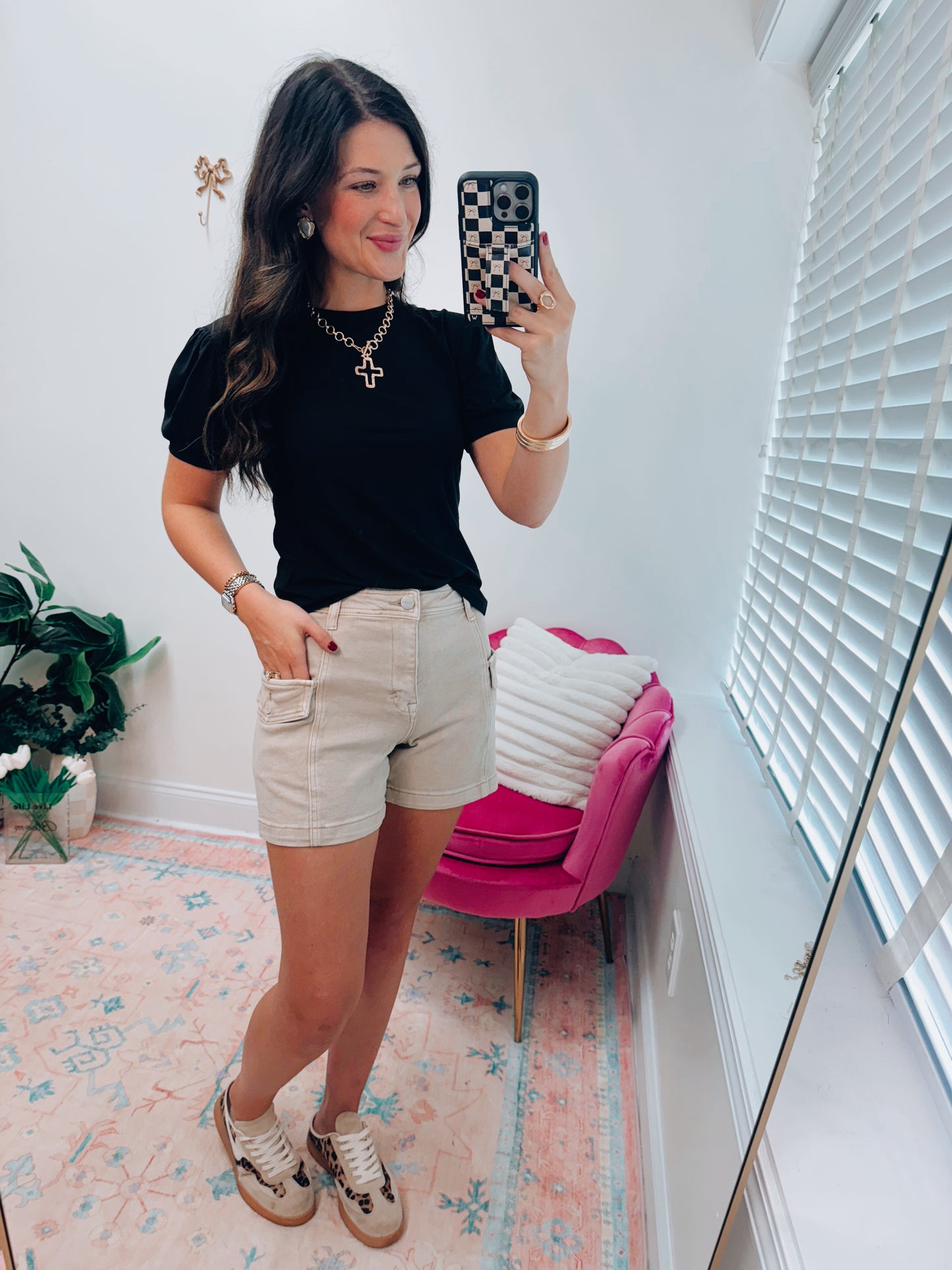 Khaki Risen Cargo Denim Shorts