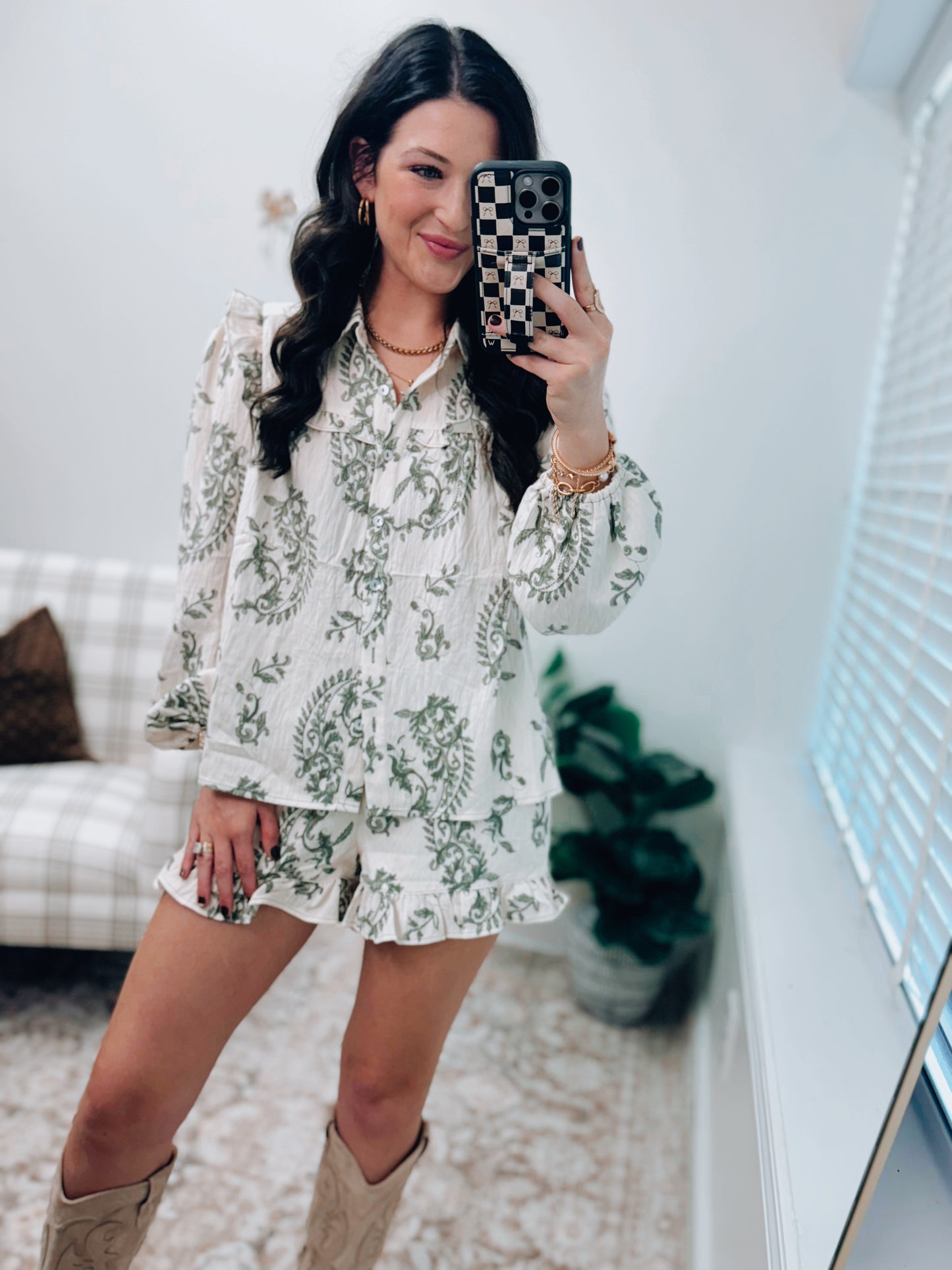 Floral Printed Woven Babydoll Shorts Set