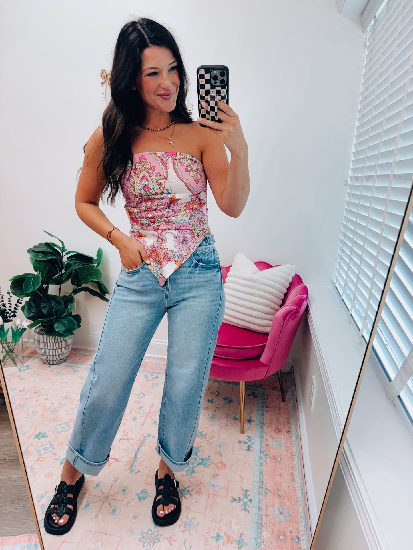 Retro Vintage Bandana Floral Tube Top