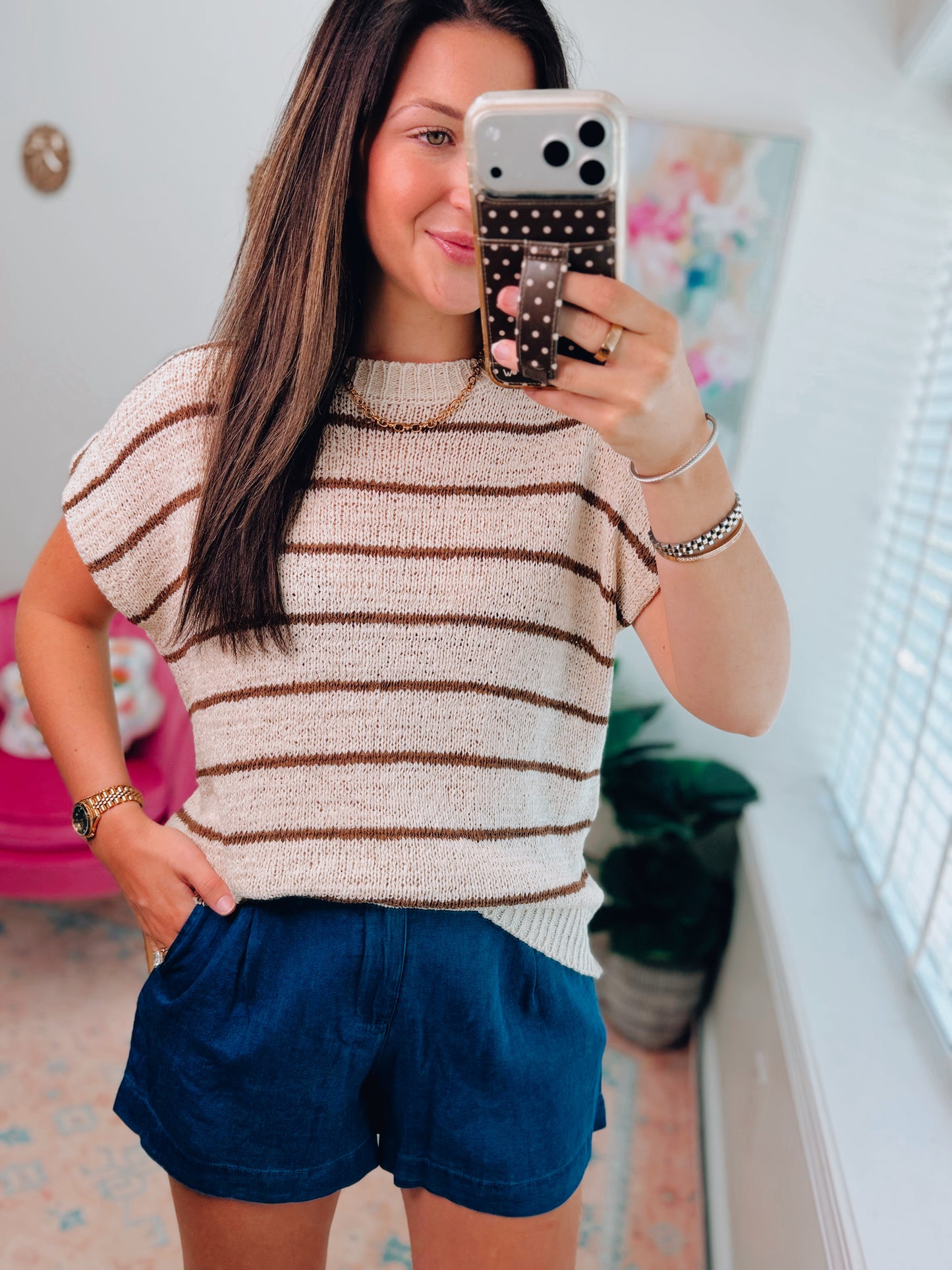 Hues Knit Striped Top