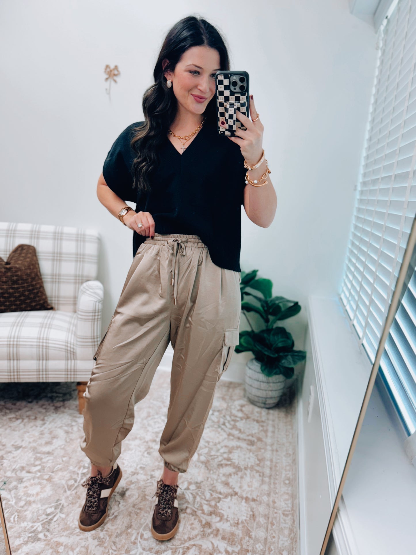 Hillary Satin Cargo Joggers