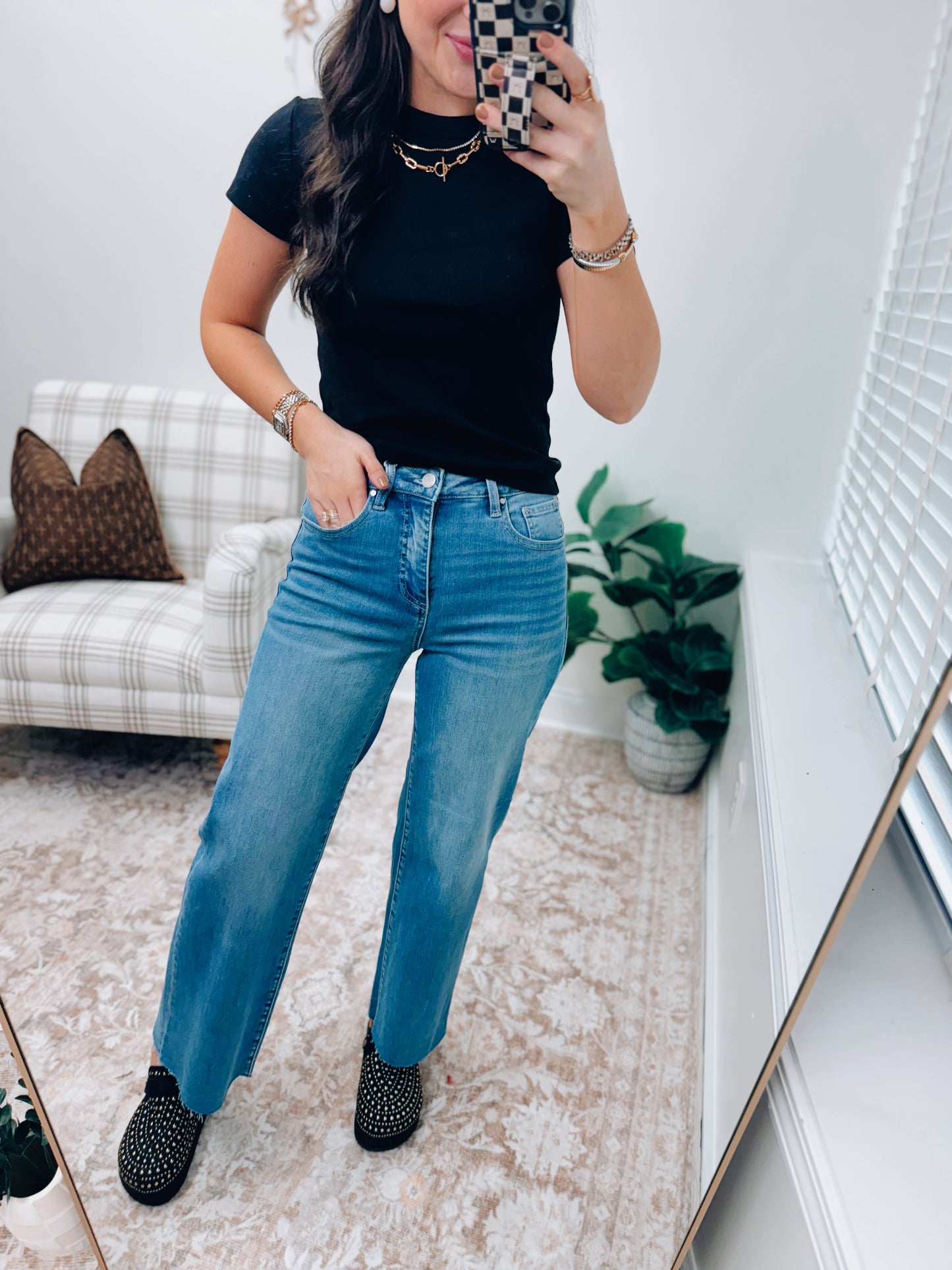 CURVY Holly Risen Wide-Leg Raw Hem Denim