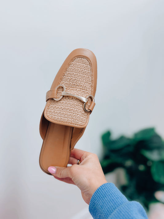 Raffia Horsebit Woven Mule