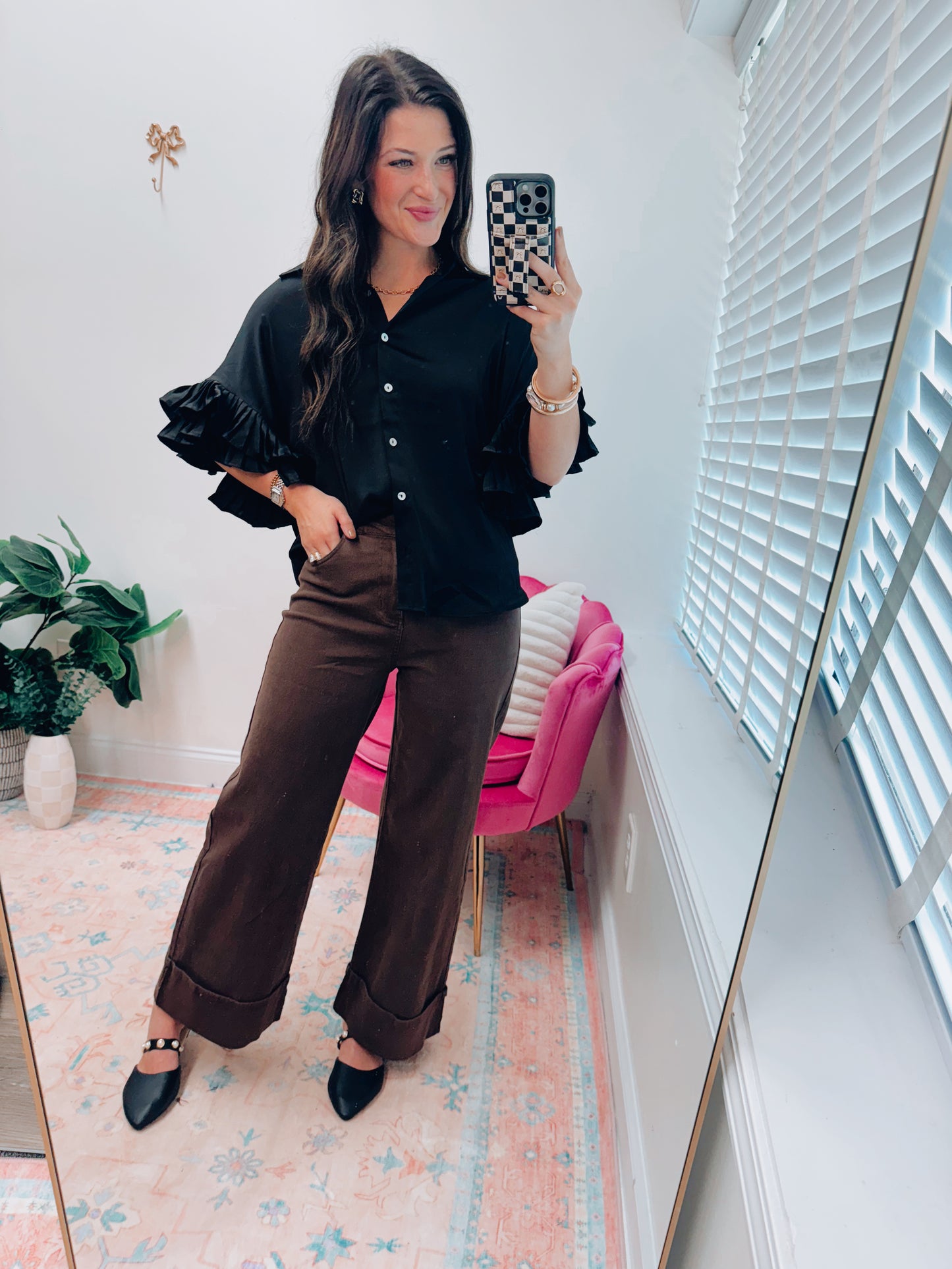 Chandler Pleated Flow Sleeve Satin Top