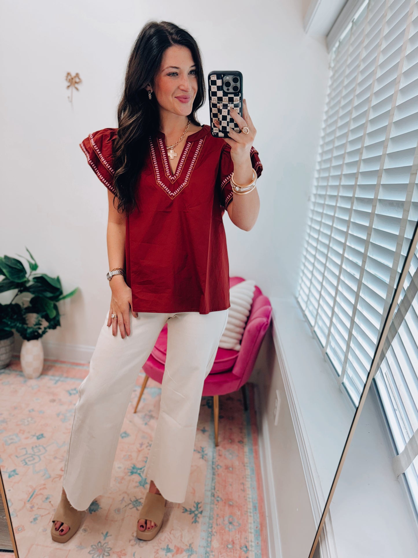 Rust Haven Ruffle Top