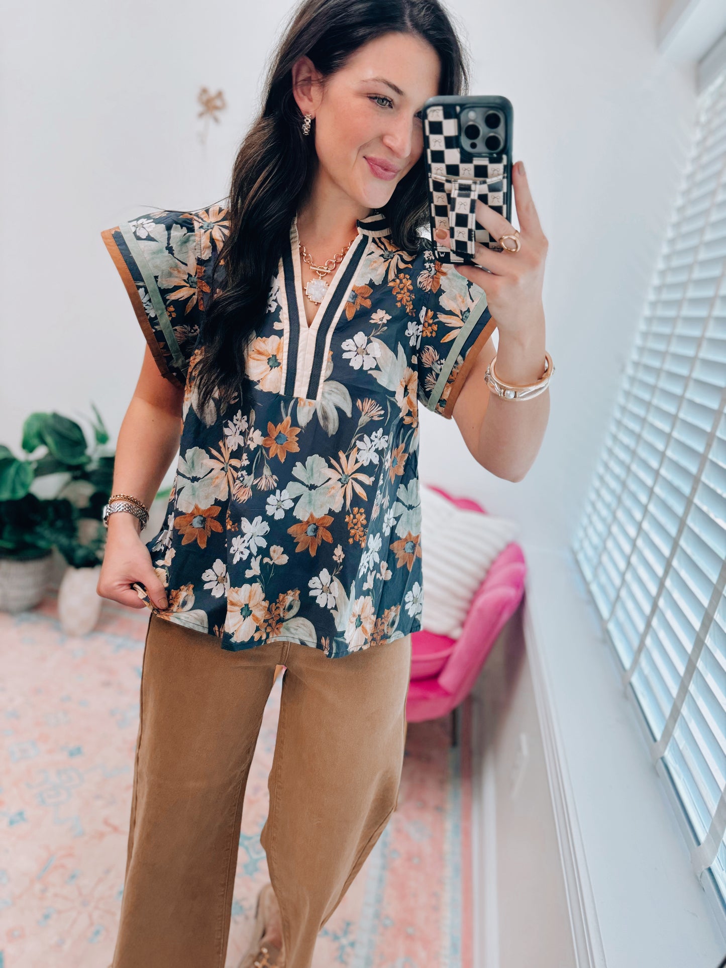 Falling Florals Ruffle Top