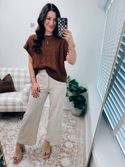 Oversized Cable Knit Sweater Top