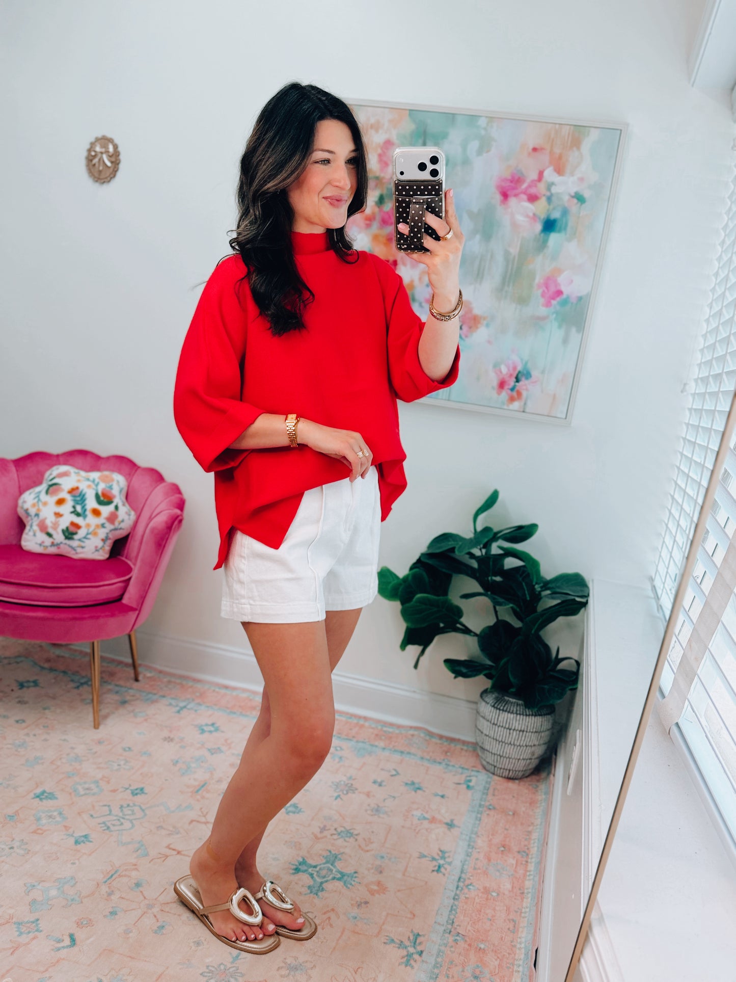 Molly Red Knit Mock Neck Top